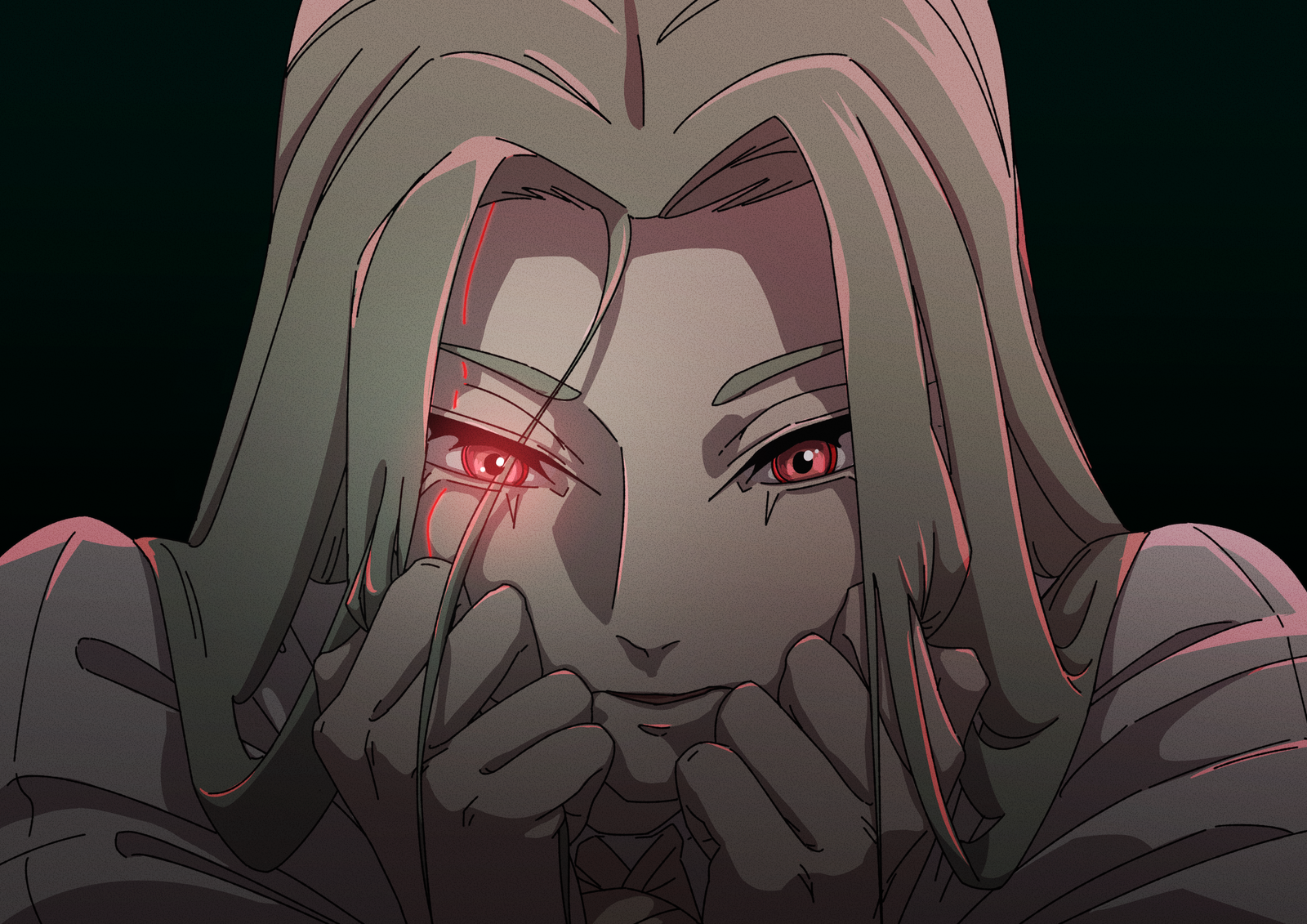 Woman gazing through two glasses of water